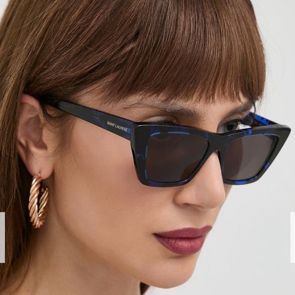 NEW SAINT LAURENT CAT EYE SUNGLASSES SL276 009 BLACK BLUE SL 276 MICA EYEWEAR - Picture 2 of 5